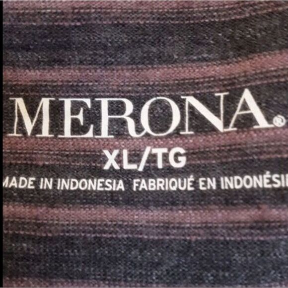 MERONA Tee Shirt Men's Oversized Pullover Skinny Stripes Long Sleeved Cr… - Picture 10 of 12